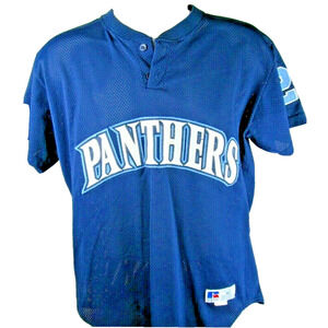 Carolina Panthers Jersey Shirt Size Large Made in USA Russell Athletic Sports